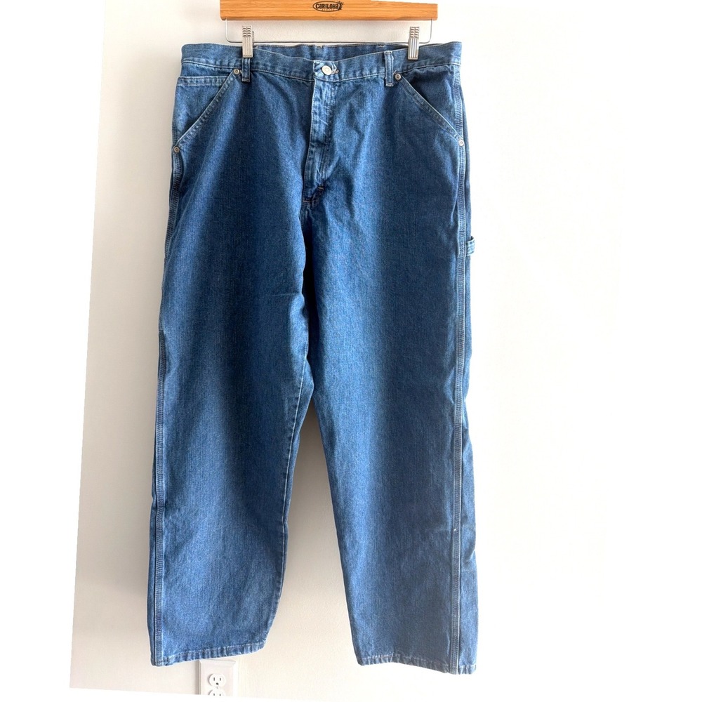 Wrangler Hero Carpenter Jeans Mens Blue Denim Hammer Loop Work Pants 38x32
